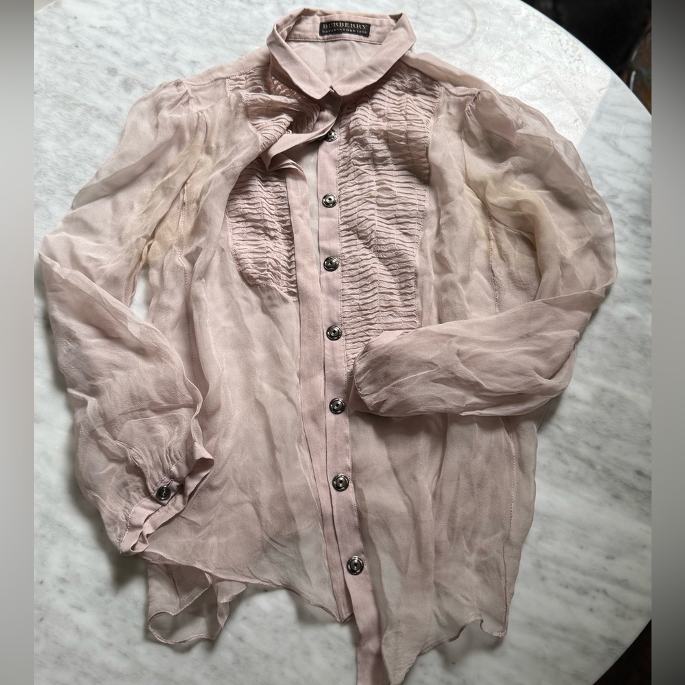 CHLOE ‘25 VIBES — Burberry Prorsum Silk Blouse Lilac Sz. 0